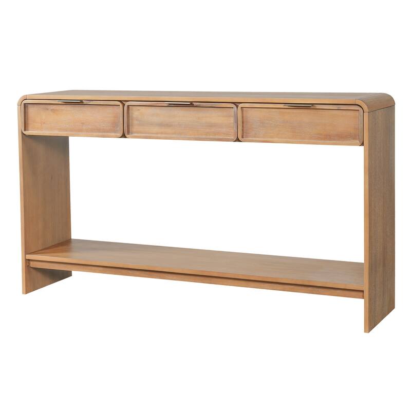 Christopher Knight Home - Alora Natural Acacia Console Table with 3 Drawers and Open Shelf for Living Room or Hallway Storage
