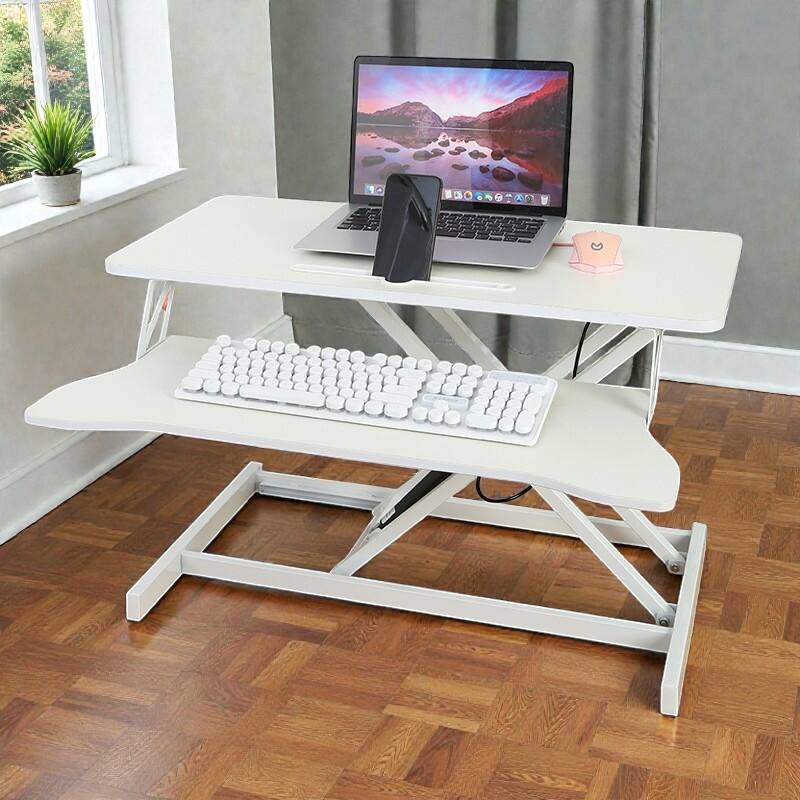 32 Inch Desk Converter Height Adjustable Sit to Stand Desk Riser with Keyboard Tray for Dual Monitor Laptop