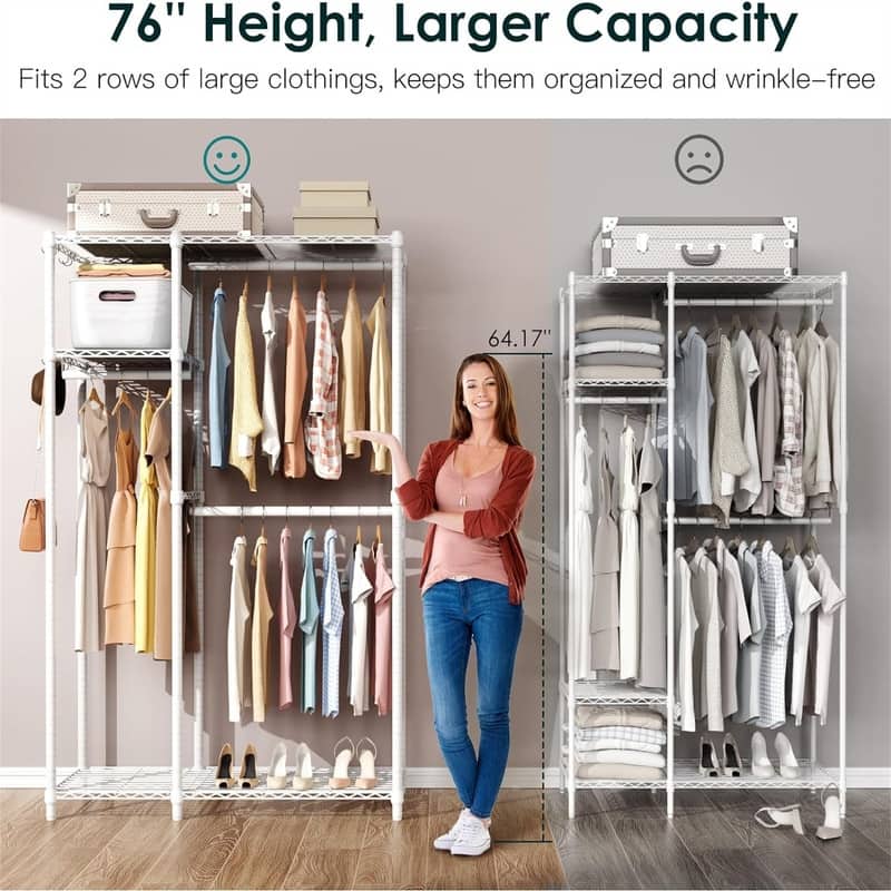 Garment Rack 3 Tiers Adjustable Metal - 15.7"D x 47"W x 76"H