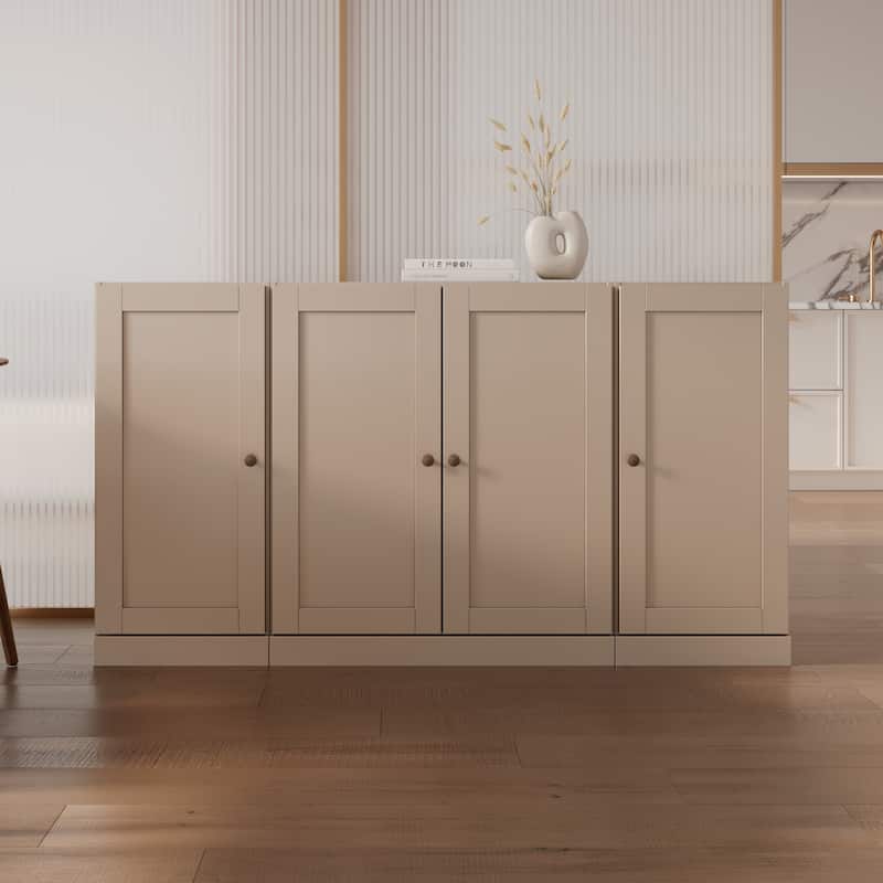 Palace Imports 100% Solid Wood 65" Sideboard with Shaker Doors and Adjustable Shelves - Beige