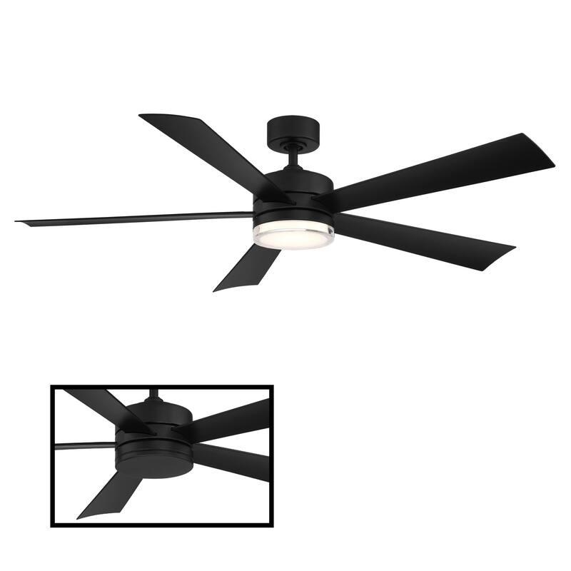Wynd Indoor and Outdoor 5-Blade Smart Ceiling Fan 60in with 3000K LED Light Kit and Remote Control - Matte Black