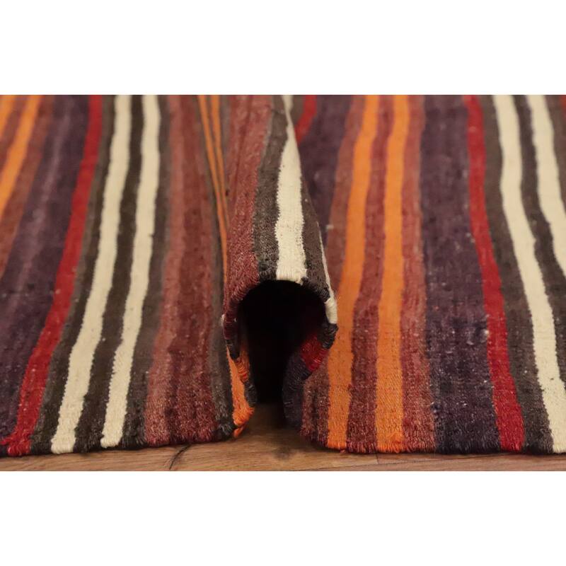 Hand Woven Oriental 100% Wool Carpet Southwestern Geometric Multi-Colored Kilim Area Rug - 10' 3'' X 4' 7''