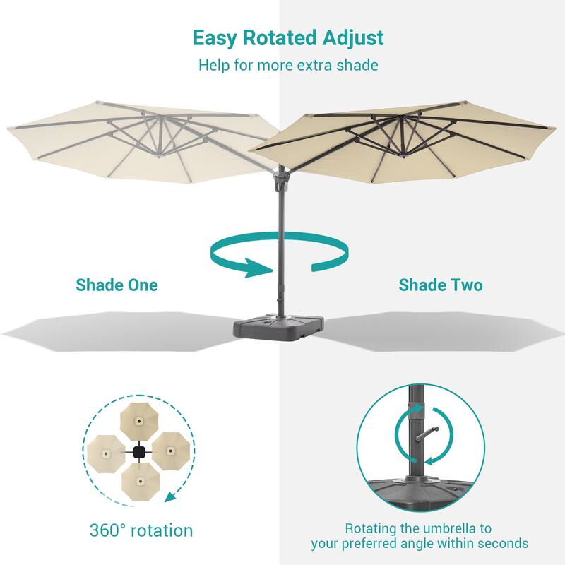 Bonosuki 11FT Patio Cantilever Umbrella With Resin Base