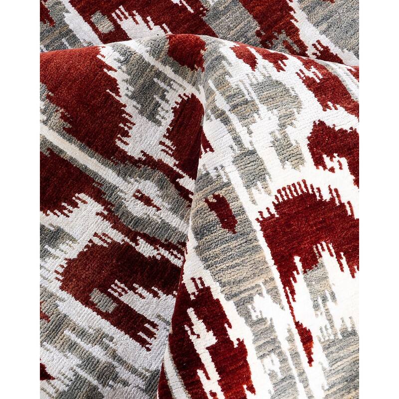 Ikat One-of-a-Kind Hand-Knotted Area Rug, Rust - 8' 1" x 10' 4"