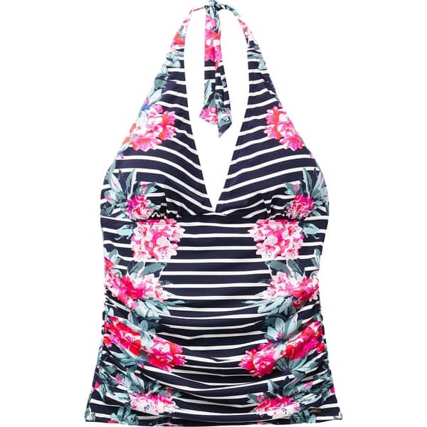 Joules Womens Delphine Floral Slimming One Piece Swimsuit Navy Stripe Floral Overstock