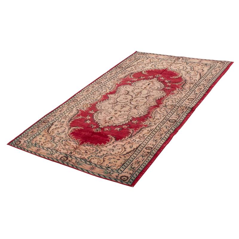 ECARPETGALLERY Hand-knotted Melis Vintage Red Wool Rug - 5'4 x 8'9
