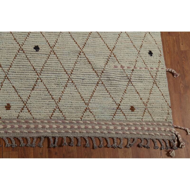 All-Over Trellis Moroccan Modern Large Area Rug Handmade Wool Carpet - 10'0"x 14'4"