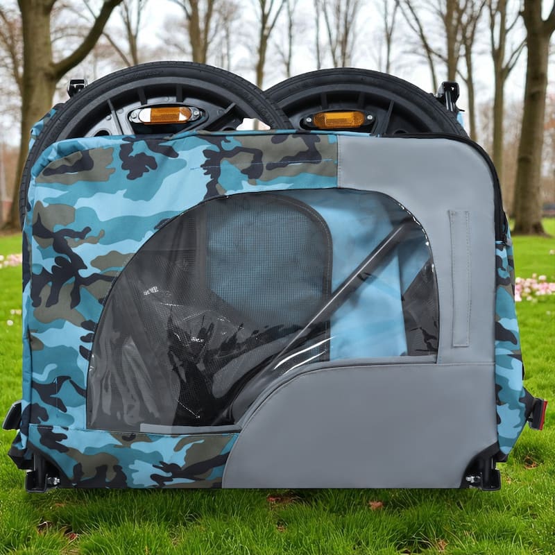 Heavy Duty Foldable Pet Bike Trailer - Dog & Cargo Carrier with 16-Inch All-Terrain Wheels and Universal Hitch