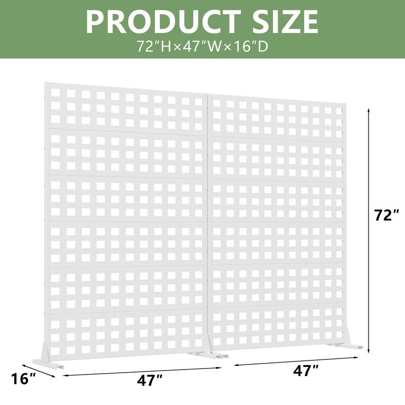 Outdoor Rectangle Privacy Screens Metal Screen Fence Panel Set of 2