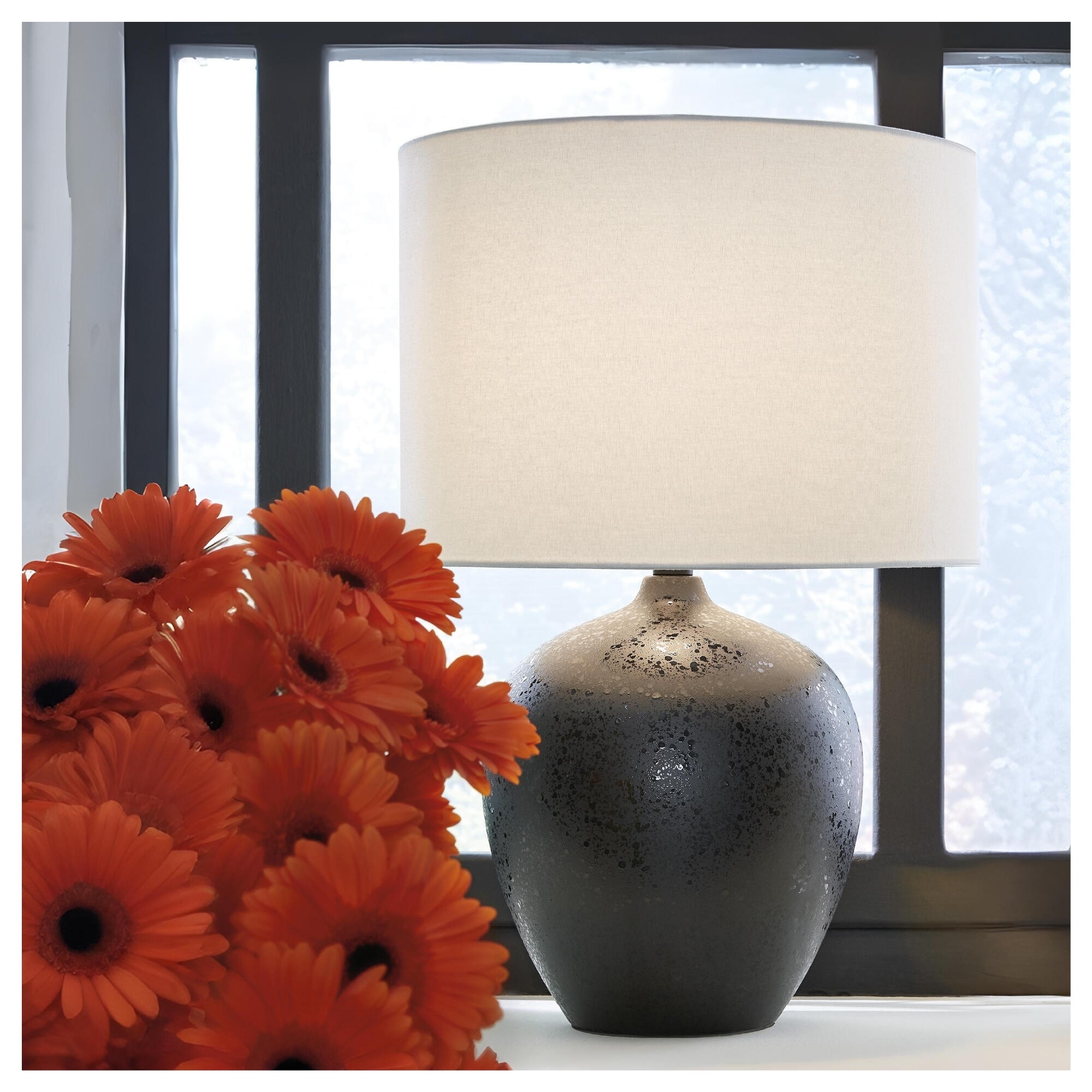 Ashley Furniture Ladstow Black Ceramic Table Lamp - 15"W x 15"D x 24"H