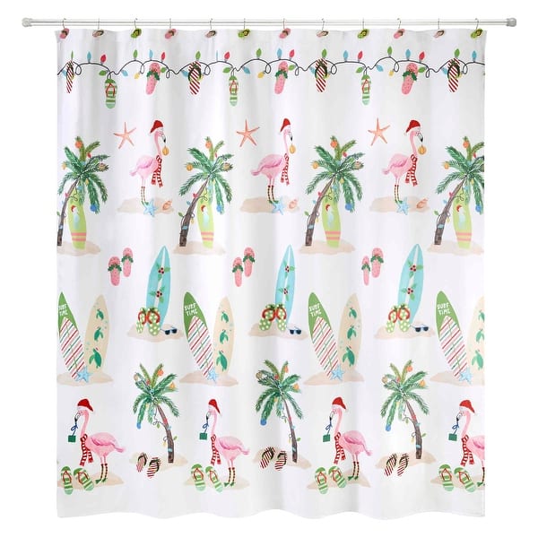 slide 2 of 3, Avanti Flamingo Jingle Shower Curtain