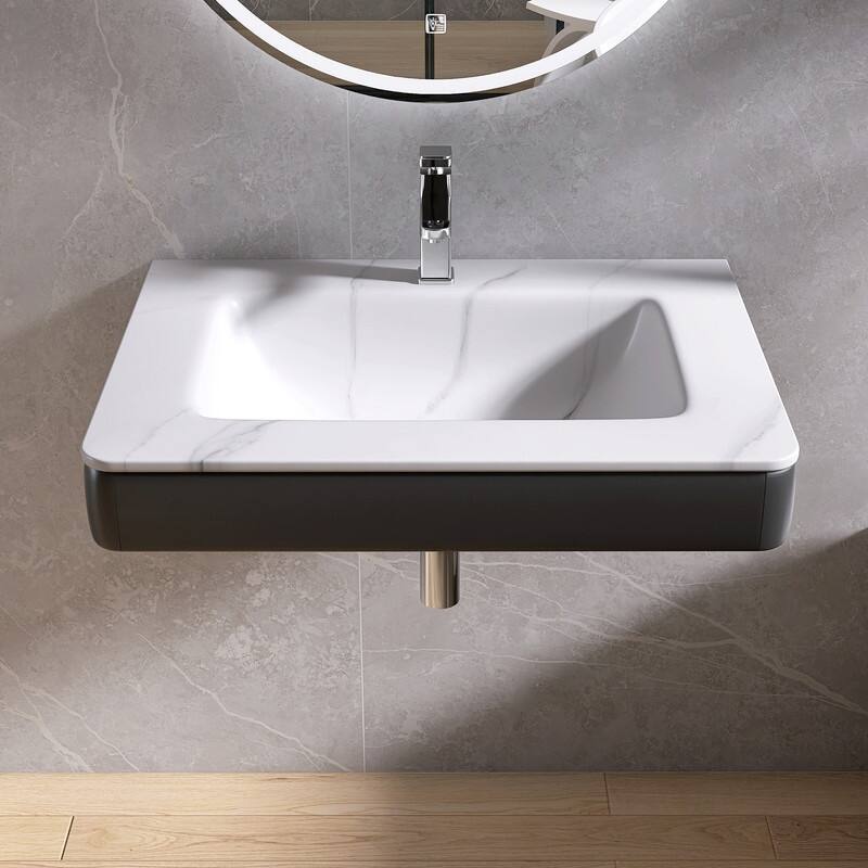 30'' Sintered Stone Wall Mount Bathroom Sink Solid Surface Vessel Bathroom Sink
