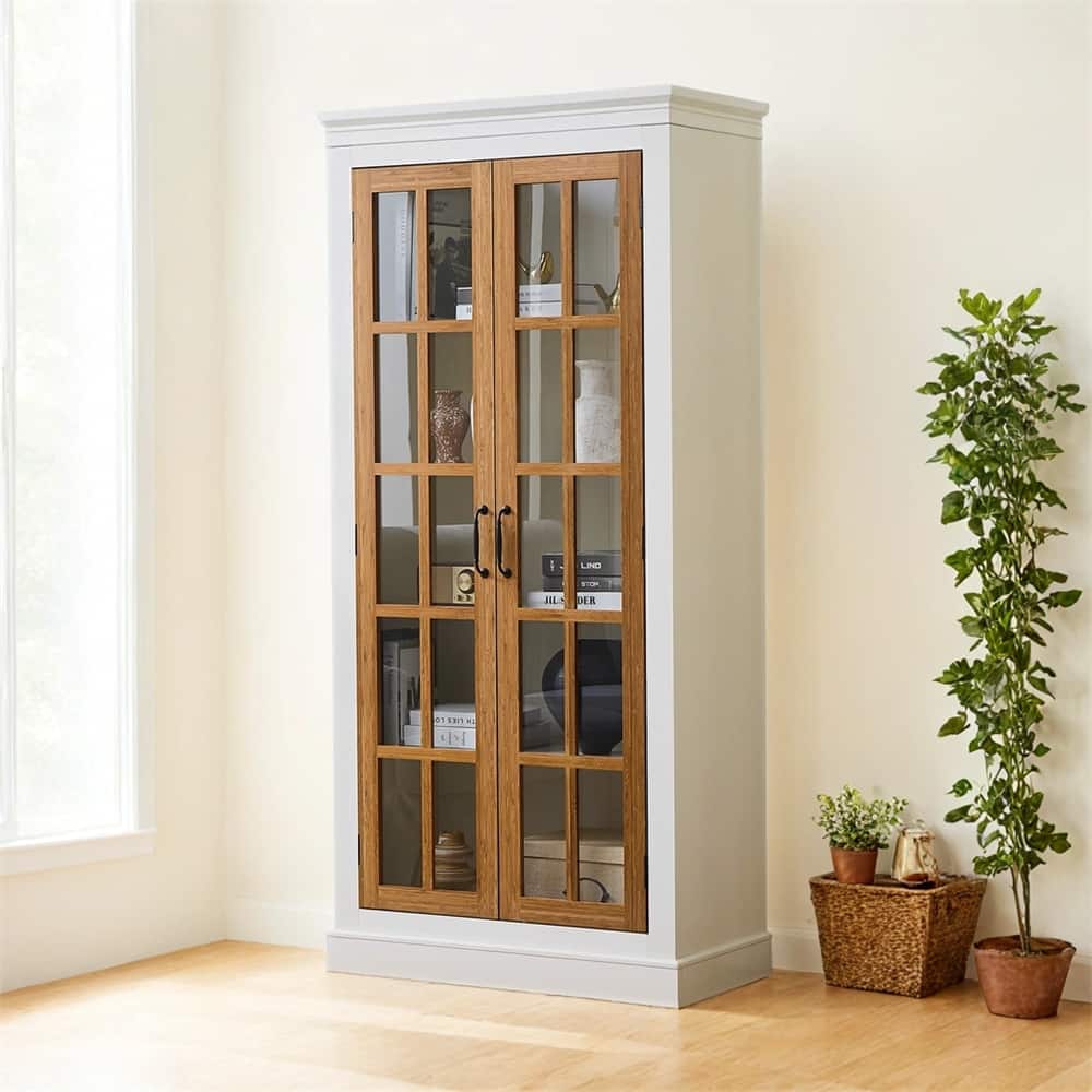 71.2'' Tall Display Cabinet w/Glass Doors,China Cabinet,Curio Cabinet