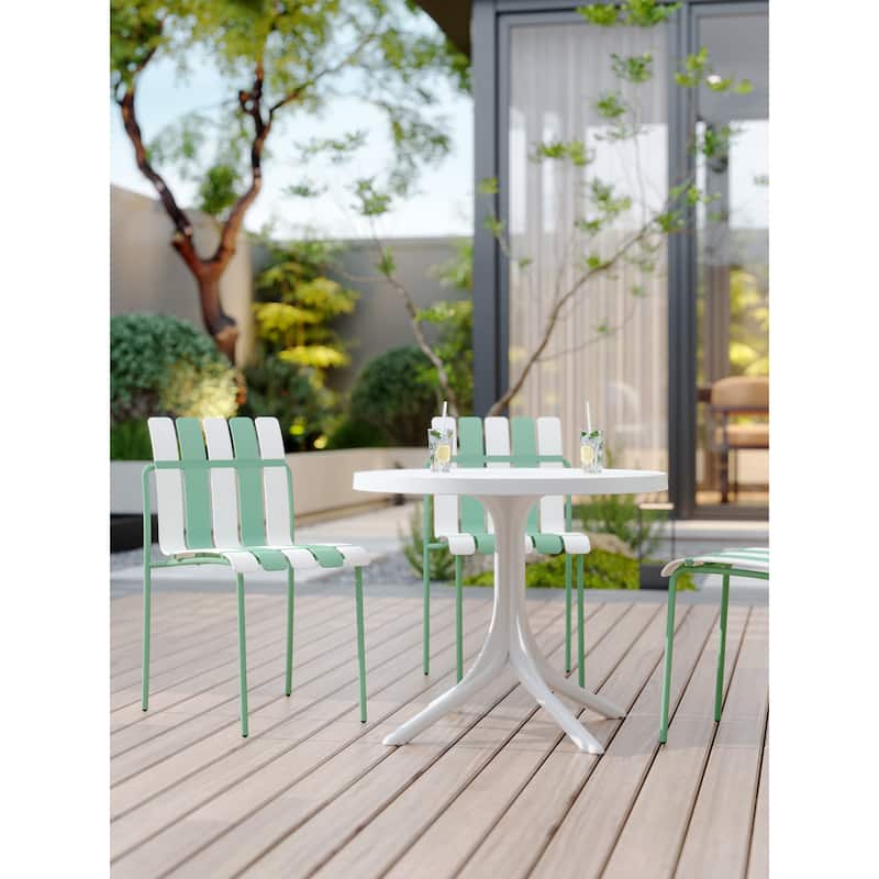 4-Pack Modern Striped Color Block Chairs - Waterproof PP Seat & Sturdy Metal Legs, Indoor/Outdoor Dining Set