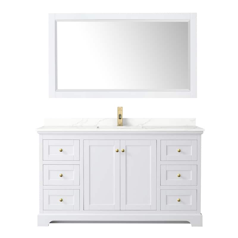 Avery 60-inch Single Vanity, Quartz Top, 58-inch Mirror