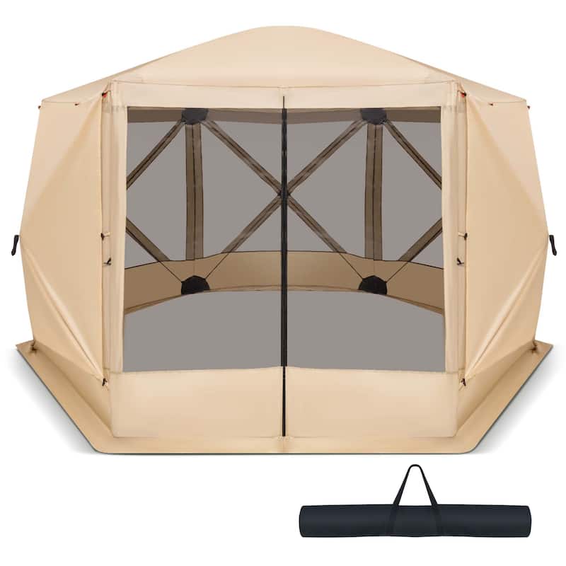 Pop Up Gazebo Portable Screen Tent Instant Canopy Shelter w/ Carry Bag - Coffee