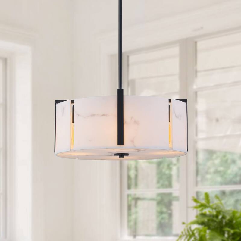 Starsky 4-Light Natural Alabaster Drum Chandelier