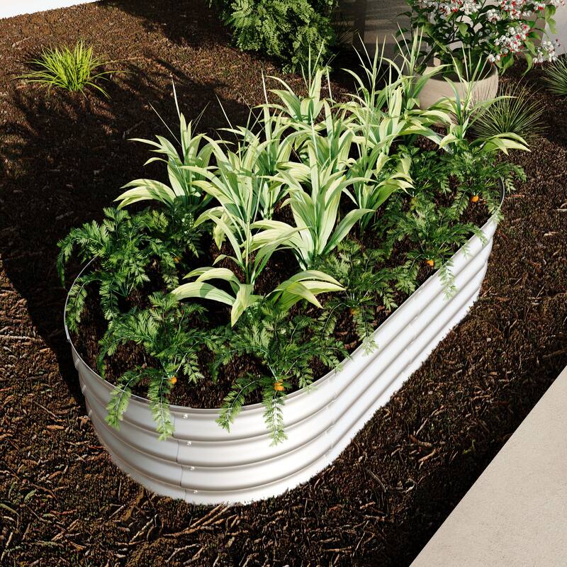 Anmytek Corrugated Metal Raised Garden Bed Oval Planter Outdoor Patio Backyard Gardening
