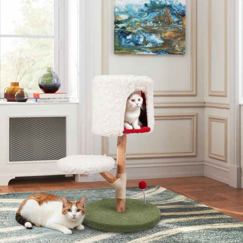 EROMMY Cat Tree – Multi-Level Cat Tower with Sisal Scratching Posts & Swing Ball, Modern Cat Furniture for Indoor Cats - Medium - Christmas