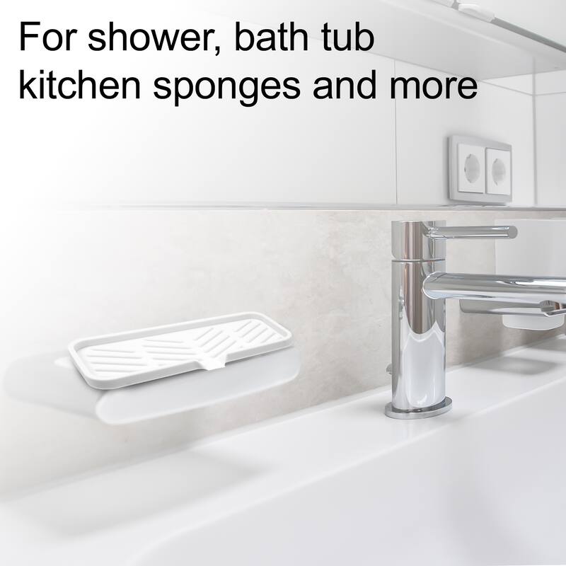 Soap Dish Keep Soap Dry for Home Bathroom Kitchen Silicone - White - 23x10cm