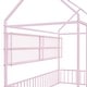preview thumbnail 35 of 70, Full Size Metal House Bed Frame with Built-In Grid Shelves, Playful Canopy Design and Space-Saving Storage