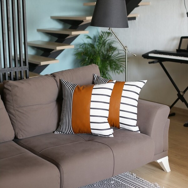 Faux leather throw pillow cover deals