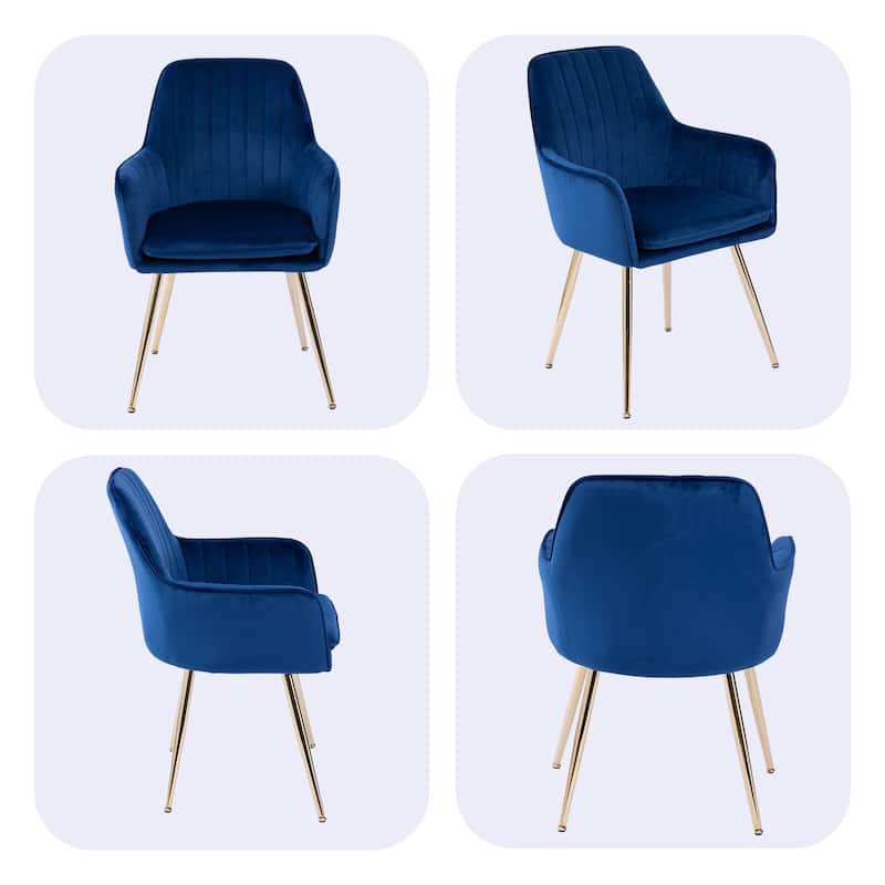 Leather Dining Chair Set of 2 Side Chair Vanity Chair Coffee Chair Office Chair Blue Accent Chair Upholstered Chair - Blue