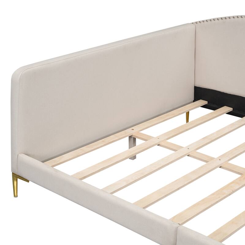 Modern Upholstered Daybed with Headboard and Armrest