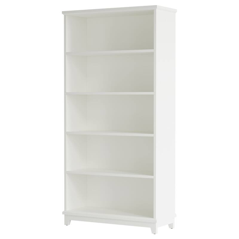 5-Tier White 70" Tall Wooden Bookshelf, Open Display Shelving