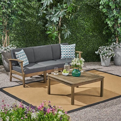 Perla Outdoor Acacia 4-pc. Cushioned Sofa and Table Set by Christopher Knight Home