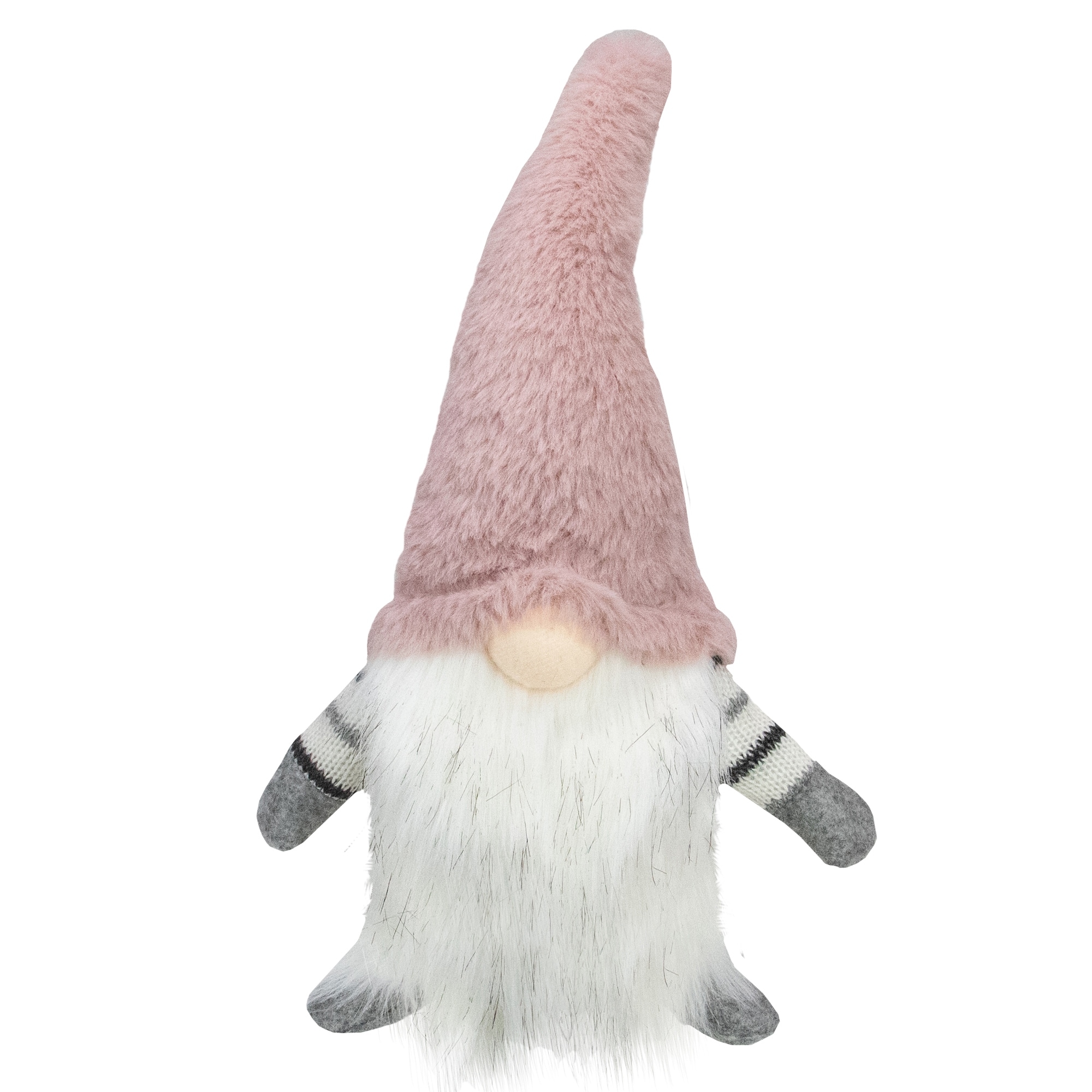 14" Pink and White Sitting Christmas Gnome with LED Lighter Nose