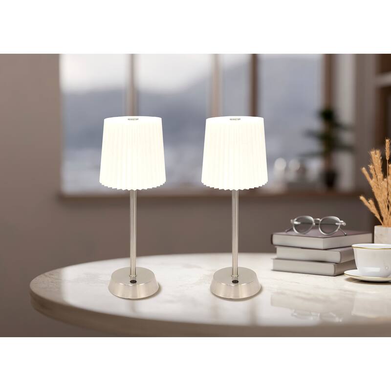 Rechageable Led Table Lamp Brushed Steel (Set of 2)