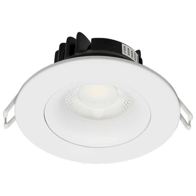 12W LED Direct Wire Downlight Gimbaled 3.5In CCT Selectable Round Remote Driver White 840L