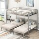 preview thumbnail 14 of 22, Space-Saving Metal 3-in-1 Bunk Bed, Full Over Twin&Twin Bunk Bed with Built-in Shelf & Full-Length Guardrail for Kids Boys Girls