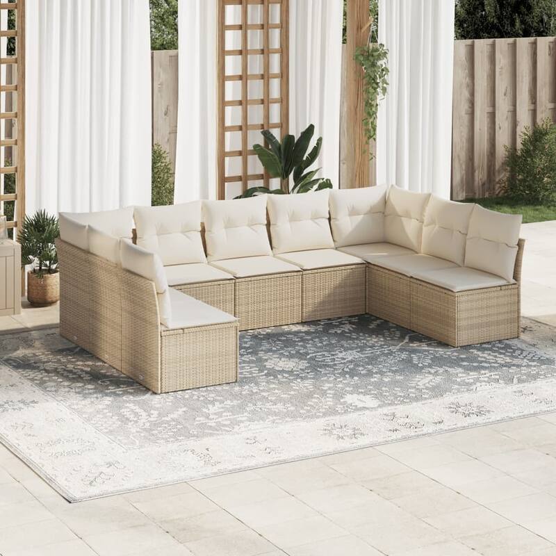 vidaXL Garden Sofa Set Beige, Cream White - 24.4 x 24.4 x 27.2