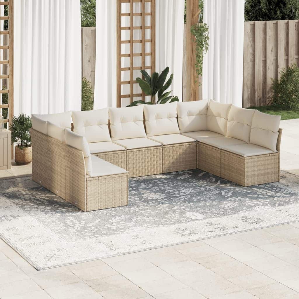 vidaXL Garden Sofa Set Beige, Cream White - 24.4 x 24.4 x 27.2