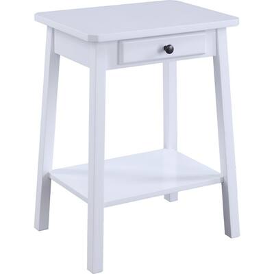 MDF Accent Table with 1 Drawer and Open Shelf, White