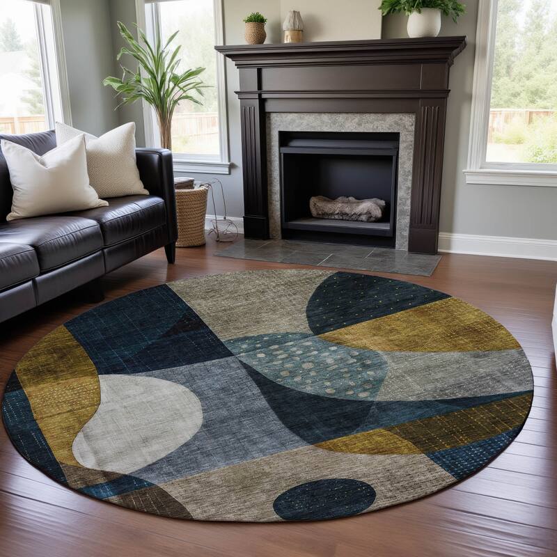 Premium Washable Super Soft Contemporary Mayfield Rug - Blue - 8' x 8'