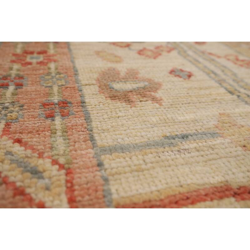 Orange Turkish Oushak Vegetable Dye Area Rug Handmade Wool Carpet - 9'4"x 12'1"