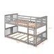 preview thumbnail 8 of 10, Gray Twin over Twin Size Solid Wood Bunk Bed with Ladder and Fence for Kids, Bedroom