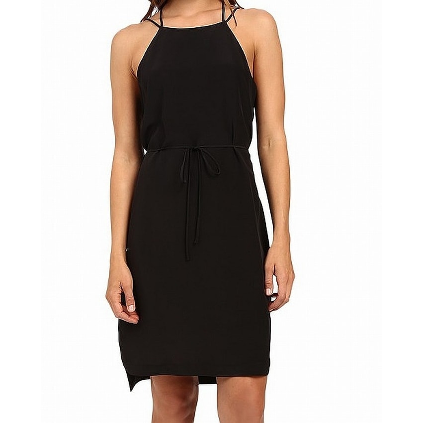 black silk strappy dress