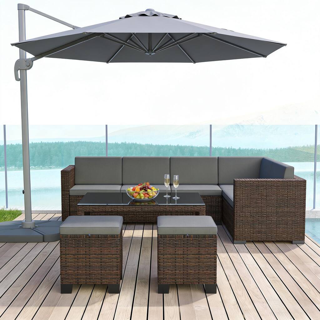 GDFStudio - Miles Versatile Wicker Ottoman Cubes for Outdoor Seating and Flexible Use Set of 2