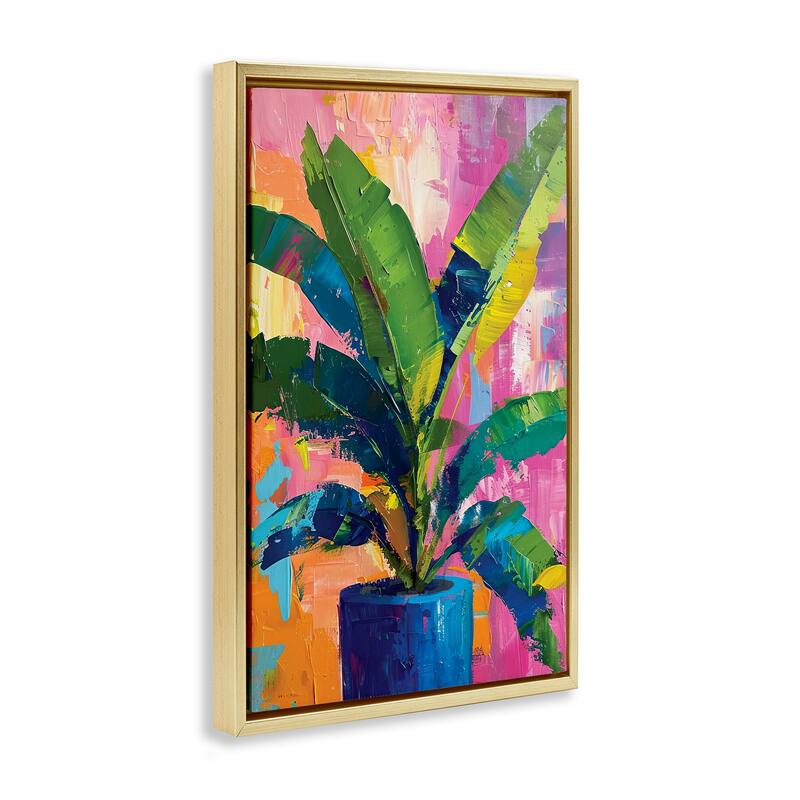 Stupell Modern Bright House Plant Framed Floater Canvas Wall Art Design By LSR Design Studio
