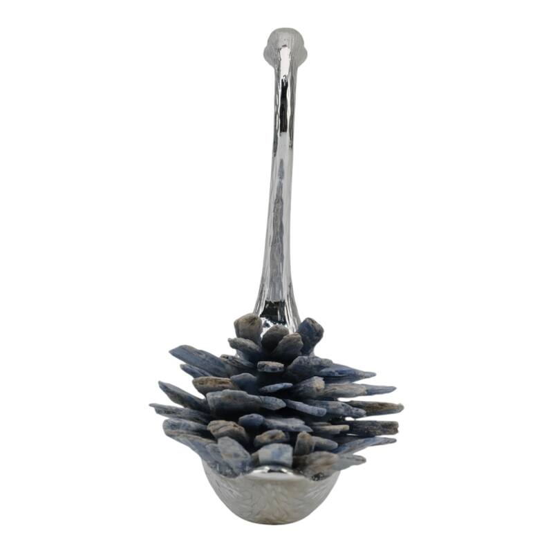 Metal Decorative Object Swan Figurine Kyanite Modern Stone Accent