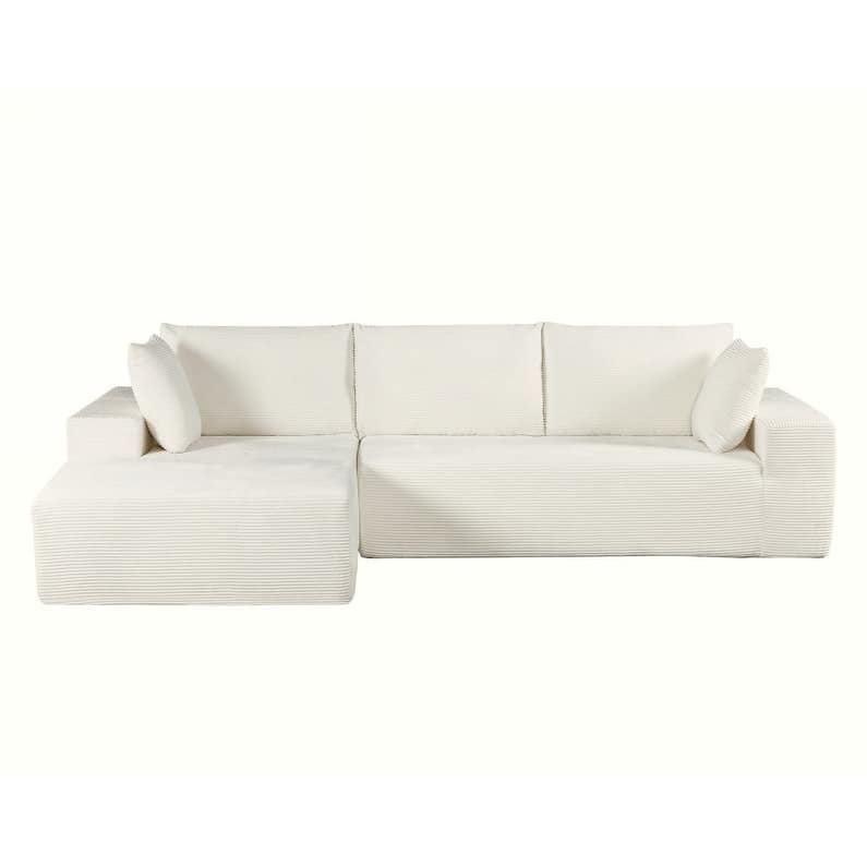 2 Piece Convertible Corduroy L Shaped Sectional Couches for Living Room or Home Office, No Assembly