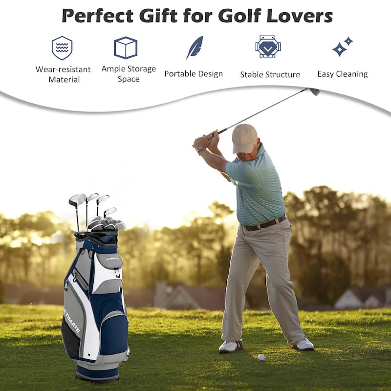 10.5'' Golf Stand Bag w/14 Way Dividers Rain Hood 7 Zippered Pockets - See Details