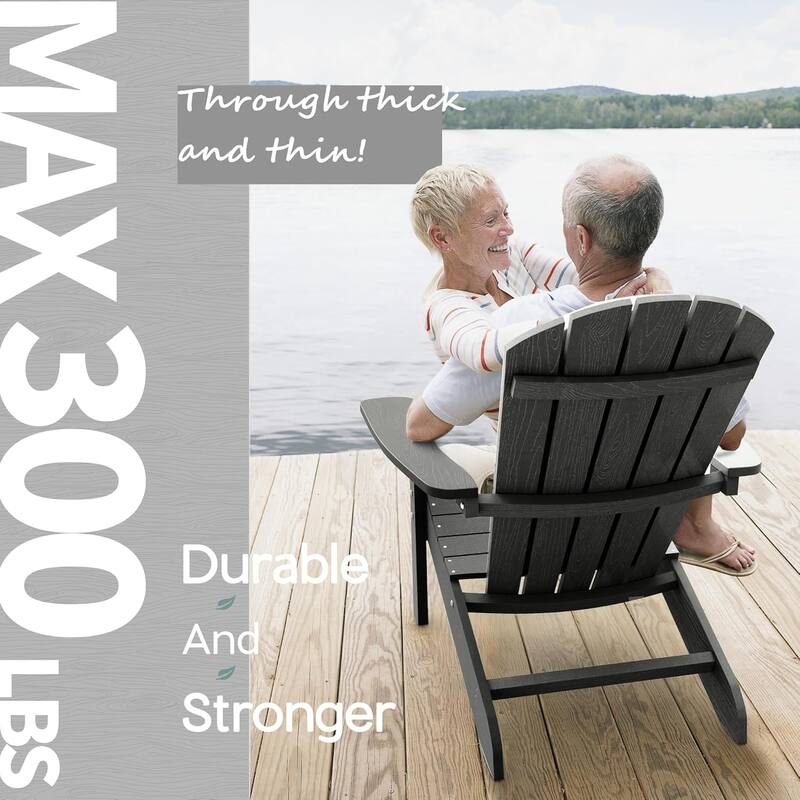 WINSOON All Weather HIPS Outdoor Plastic Adirondack Chairs Set of 2