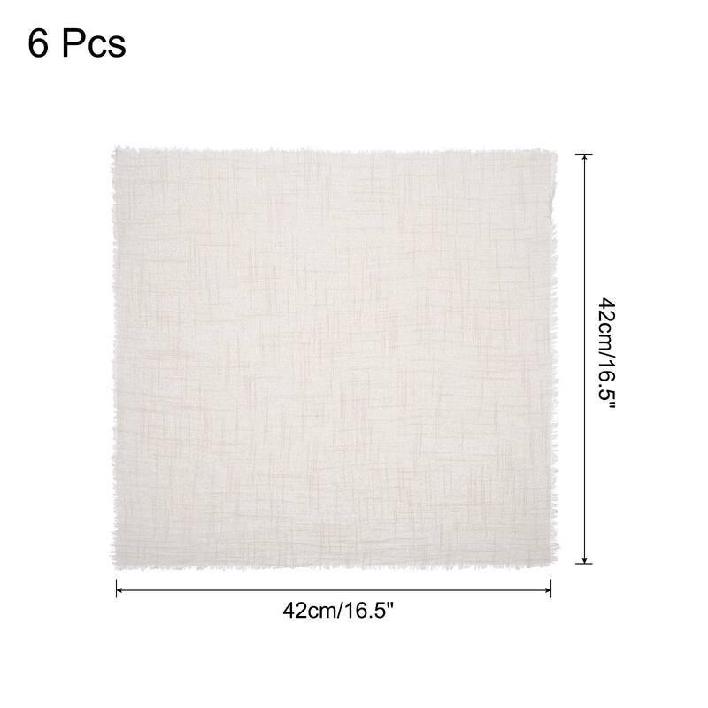 6pcs Cloth Napkins 16.5x16.5 Inches Cotton Linen Napkins with Fringe - Beige
