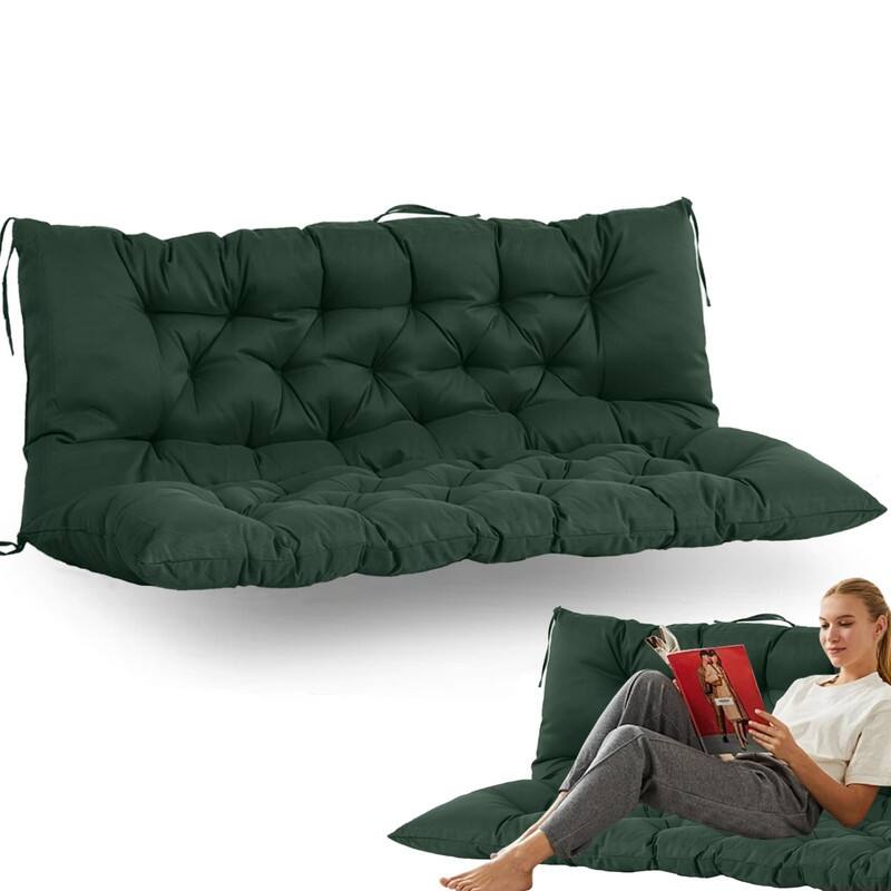 Swing Replacement Cushion, Outdoor Bench Cushions with Backrest Thicken 4", Patio Furniture Garden Porch Loveseat Glider Pad - 40*60IN - Dark Green