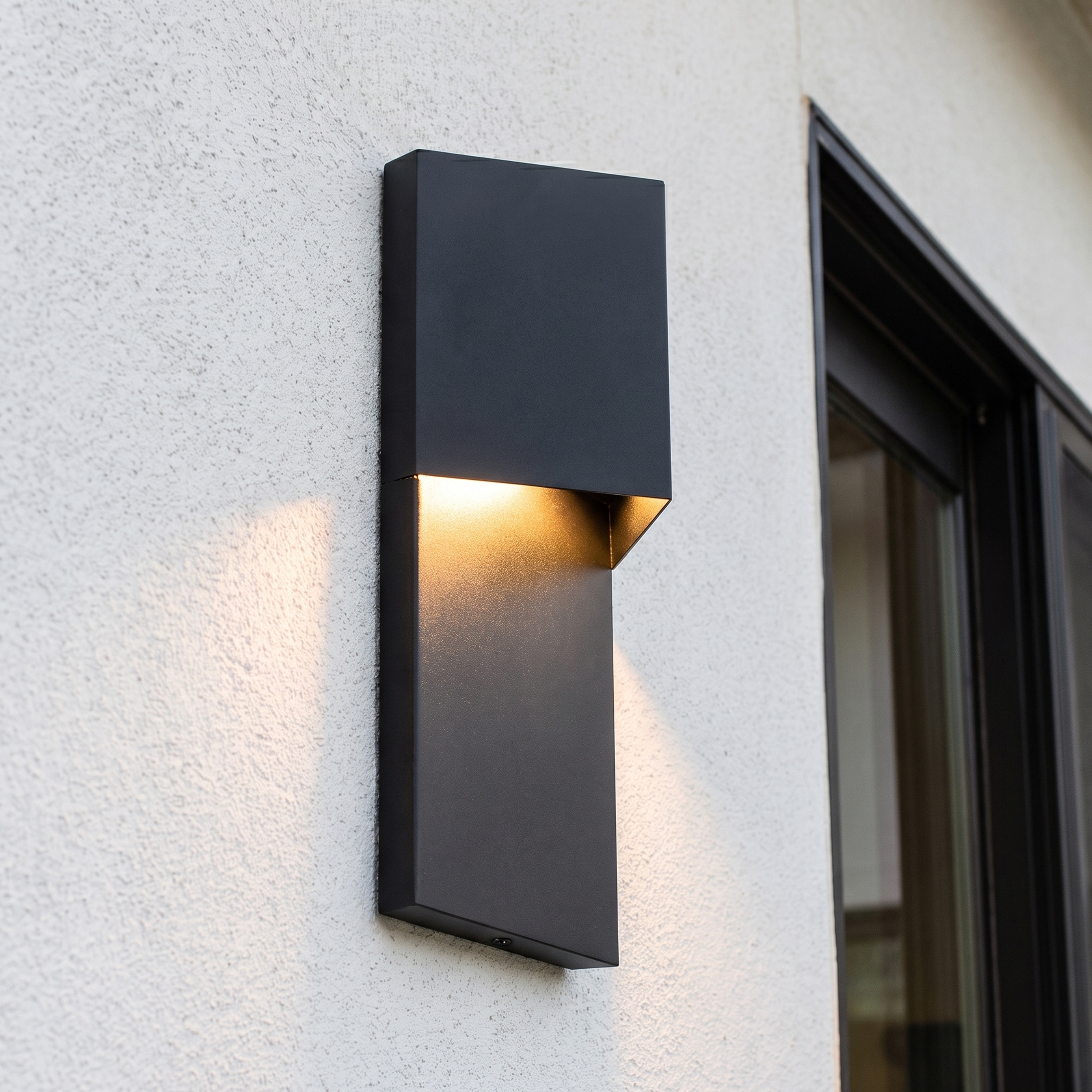 C Cattleya Matte Black Integrated LED Dimmable Outdoor Wall Sconce,3000K Warm White